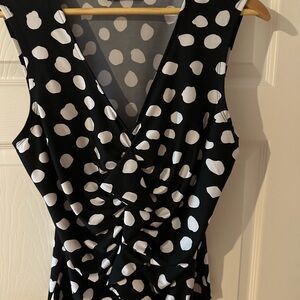 Zac & Rachel Black & White Polka Dot Sleeveless Ruched Blouse